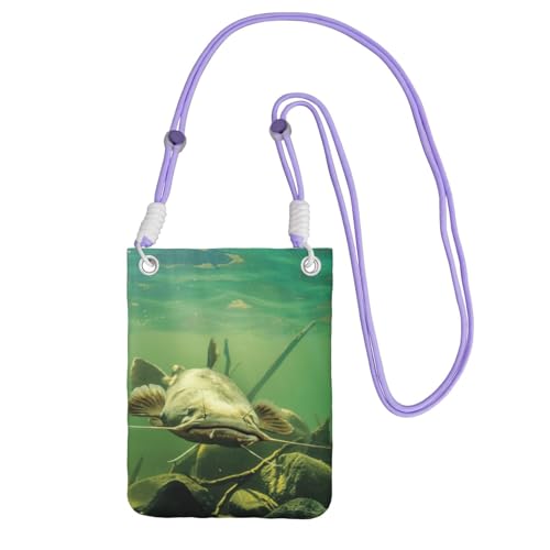 JEJEA Unterwasser-Umhängetasche mit Wels-Aufdruck, für Damen und Herren, verstellbarer Riemen, Handygeldbörse, für Reisen und Einkaufen, violett, Einheitsgröße JEJEA Unterwasser-Umhängetasche mit Wels-Aufdruck, für Damen und Herren, verstellbarer Riemen, Handygeldbörse, für Reisen und Einkaufen, violett, Einheitsgröße von JEJEA