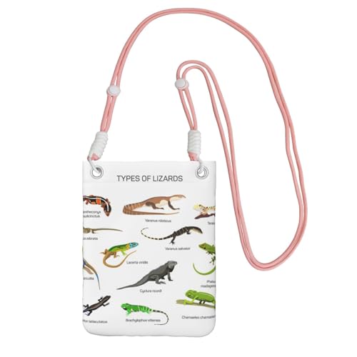 JEJEA Verschiedene Arten von Eidechsen-Druck, Crossbody-Tasche für Damen und Herren, verstellbarer Riemen, Handygeldbörse, für Reisen und Einkaufen, rose, Einheitsgröße JEJEA Verschiedene Arten von Eidechsen-Druck, Crossbody-Tasche für Damen und Herren, verstellbarer Riemen, Handygeldbörse, für Reisen und Einkaufen, rose, Einheitsgröße von JEJEA