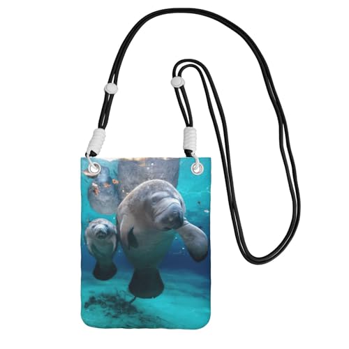 JEJEA Westindischer Seekuh Druck Crossbody Handytasche für Damen und Herren, verstellbarer Riemen, Handygeldbörse, für Reisen und Einkaufen, Schwarz , Einheitsgröße JEJEA Westindischer Seekuh Druck Crossbody Handytasche für Damen und Herren, verstellbarer Riemen, Handygeldbörse, für Reisen und Einkaufen, Schwarz , Einheitsgröße von JEJEA
