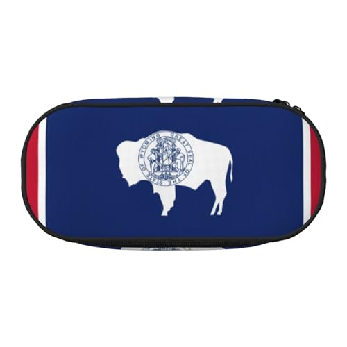 JEJEA Wyoming Federmäppchen mit Staatsflaggen-Druck, großes Fassungsvermögen, große Aufbewahrung, hohe Kapazität, Beutelhalter, Organizer, Schwarz , Einheitsgröße, Taschen-Organizer von JEJEA