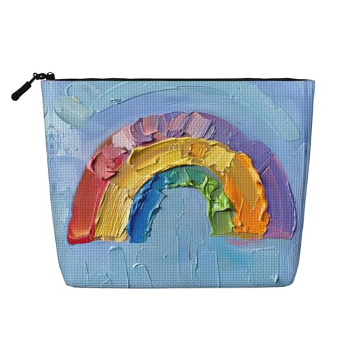 Kleine Make-up-Tasche mit Regenbogen-Druck, Reise-Kulturbeutel, Reise-Make-up-Tasche, tragbarer Make-up-Organizer für Damen, Schwarz , Einheitsgröße Kleine Make-up-Tasche mit Regenbogen-Druck, Reise-Kulturbeutel, Reise-Make-up-Tasche, tragbarer Make-up-Organizer für Damen, Schwarz , Einheitsgröße von JEJEA