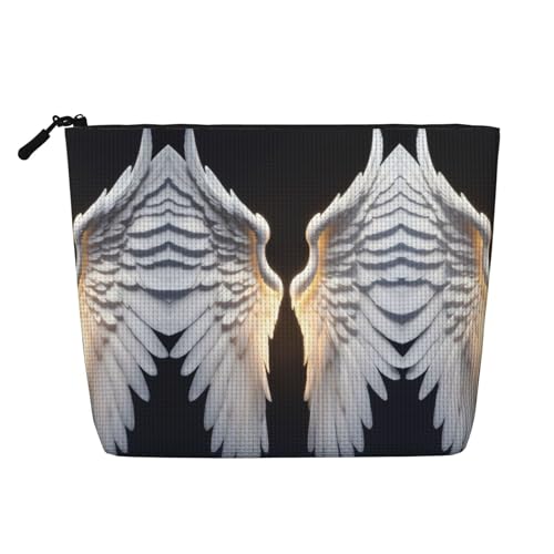 Kosmetiktasche mit Engelsflügel-Aufdruck, Reise-Kulturbeutel, tragbar, für Damen, Schwarz , Einheitsgröße von JEJEA