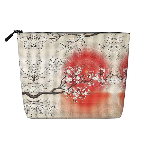 Kosmetiktasche mit Sonnenreflexionsdruck, Reise-Kulturbeutel, tragbar, für Damen, Schwarz , Einheitsgröße von JEJEA