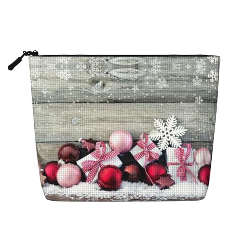 Kosmetiktasche mit Weihnachtsverzierung, Reise-Kulturbeutel, tragbar, für Damen, Schwarz , Einheitsgröße von JEJEA