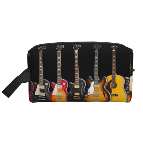 Kulturbeutel mit E-Gitarren-Druck, geräumige Kapazität, Kosmetiktasche für Damen, Kulturbeutel für Herren, weiß, Einheitsgröße, Weiß, One Size Kulturbeutel mit E-Gitarren-Druck, geräumige Kapazität, Kosmetiktasche für Damen, Kulturbeutel für Herren, weiß, Einheitsgröße, Weiß, One Size von JEJEA