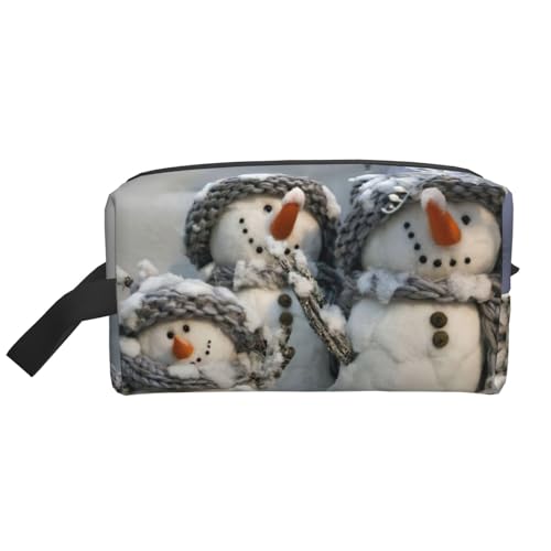 Kulturbeutel mit Weihnachtsmotiv und Schneemann-Druck, geräumige Kapazität, Kosmetiktasche für Damen, Kulturbeutel für Herren, weiß, Einheitsgröße von JEJEA