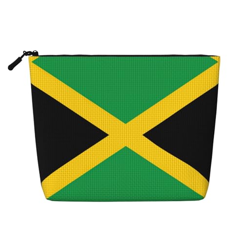 Make-up-Tasche, Motiv: Flagge von Jamaika, Reise-Kulturbeutel, tragbare Make-up-Tasche für Damen, Schwarz , Einheitsgröße von JEJEA