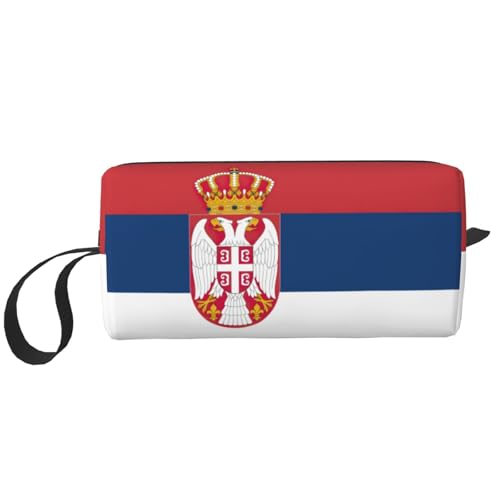 Make-up-Tasche, Motiv: Flagge von Serbien, langlebige Kosmetiktasche, Make-up, Reisetasche, wichtige Geschenke für Damen und Herren, weiß, Einheitsgröße von JEJEA