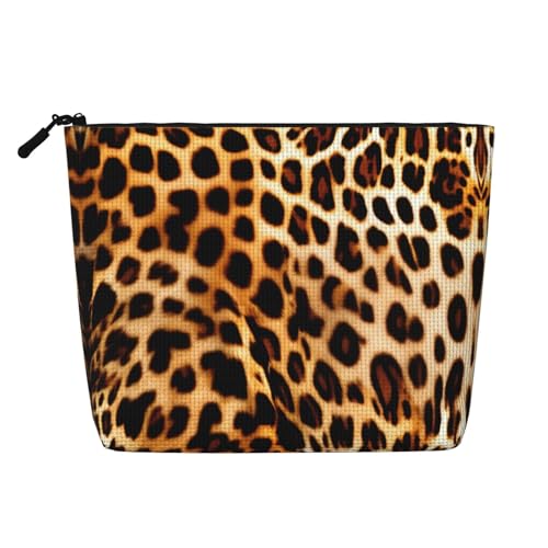 Make-up-Tasche, Reise-Kulturbeutel, Reise-Make-up-Tasche, tragbarer Make-up-Organizer für Damen, Leopardenmuster, Schwarz , Einheitsgröße von JEJEA