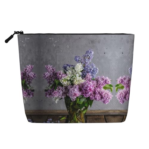 Make-up-Tasche, Reise-Kulturbeutel, Reise-Make-up-Tasche, tragbarer Make-up-Organizer für Damen, Lila, Schwarz , Einheitsgröße von JEJEA