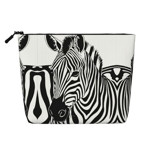 Make-up-Tasche, Reise-Kulturbeutel, Reise-Make-up-Tasche, tragbarer Make-up-Organizer für Damen mit Zebramuster, Schwarz , Einheitsgröße von JEJEA