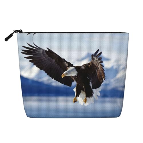 Make-up-Tasche mit Adler-Aufdruck, Reise-Kulturbeutel, tragbare Make-up-Tasche für Damen, Schwarz , Einheitsgröße von JEJEA