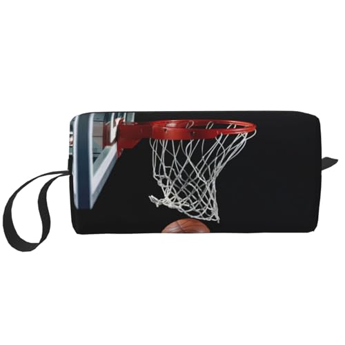 Make-up-Tasche mit Basketball-Aufdruck, langlebige Kosmetiktasche, Make-up-Reisetasche, ideales Geschenk für Damen und Herren, weiß, Einheitsgröße von JEJEA