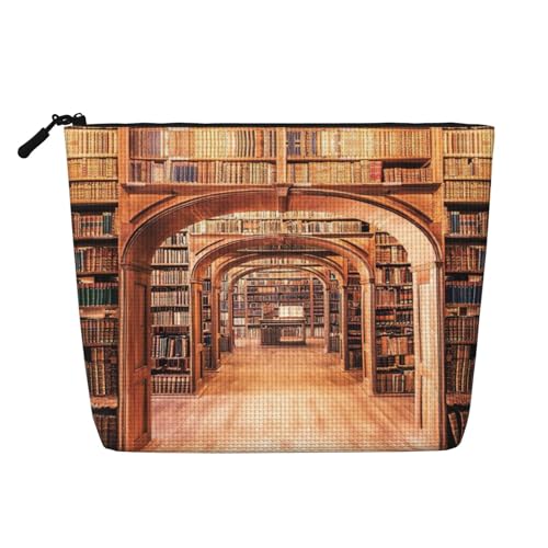 Make-up-Tasche mit Bibliotheks-Bücherregal, Reise-Kulturbeutel, tragbar, für Damen, Schwarz , Einheitsgröße von JEJEA