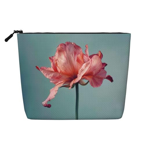 Make-up-Tasche mit Blumendruck, Reise-Kulturbeutel, Reise-Make-up-Tasche, tragbarer Make-up-Organizer für Damen, Schwarz , Einheitsgröße von JEJEA