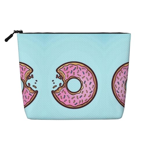 Make-up-Tasche mit Donut-Aufdruck, Reise-Kulturbeutel, tragbare Make-up-Tasche für Damen, Schwarz , Einheitsgröße von JEJEA