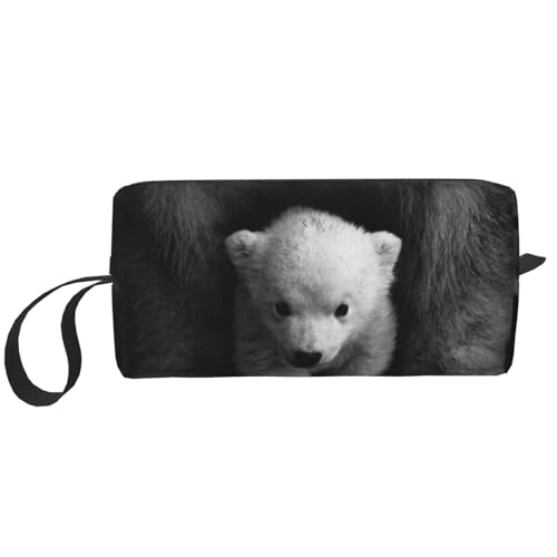 Make-up-Tasche mit Eisbär-Aufdruck, langlebige Kosmetiktasche, Make-up, Reisetasche, unverzichtbares Geschenk für Damen und Herren, weiß, Einheitsgröße von JEJEA