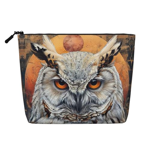 Make-up-Tasche mit Eulen-Motiv, Reise-Kulturbeutel, tragbar, für Damen, Schwarz , Einheitsgröße von JEJEA