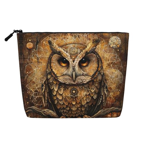 Make-up-Tasche mit Eulen-Motiv, Reise-Kulturbeutel, tragbar, für Damen, Schwarz , Einheitsgröße von JEJEA
