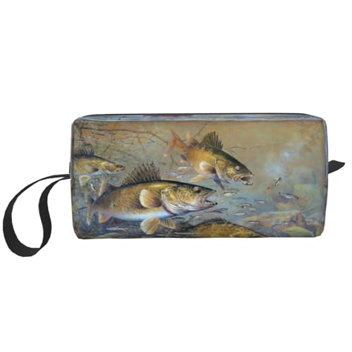 Make-up-Tasche mit Fischermotiv, langlebige Kosmetiktasche, Make-up, Reisetasche, ideales Geschenk für Damen und Herren, weiß, Einheitsgröße von JEJEA