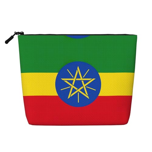 Make-up-Tasche mit Flagge von Äthiopien, Reise-Kulturbeutel, Reise-Make-up-Tasche, tragbarer Make-up-Organizer für Damen, Schwarz , Einheitsgröße von JEJEA
