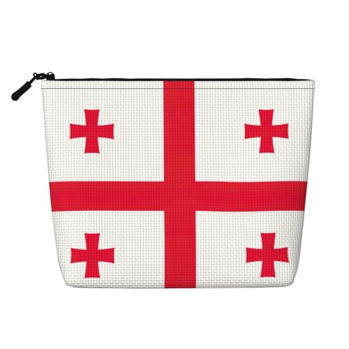 Make-up-Tasche mit Flagge von Georgia, Reise-Kulturbeutel, Reise-Make-up-Tasche, tragbarer Make-up-Organizer für Damen, Schwarz , Einheitsgröße von JEJEA