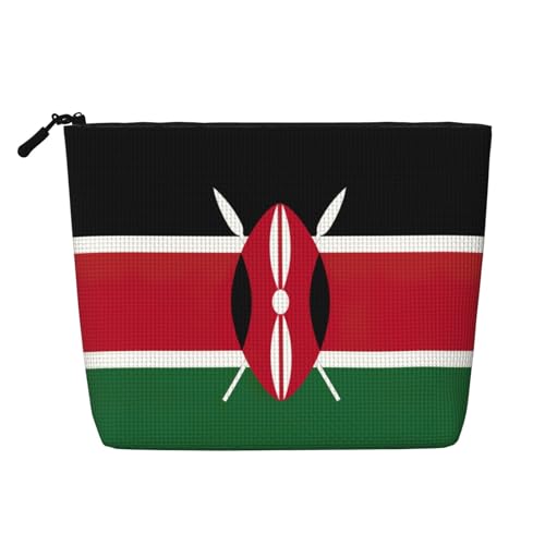 Make-up-Tasche mit Flagge von Kenia, Reise-Kulturbeutel, tragbare Make-up-Tasche für Damen, Schwarz , Einheitsgröße von JEJEA