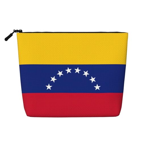Make-up-Tasche mit Flagge von Venezuela, Reise-Kulturbeutel, Reise-Make-up-Tasche, tragbarer Make-up-Organizer für Damen, Schwarz , Einheitsgröße von JEJEA