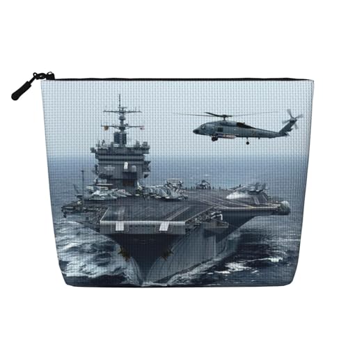 Make-up-Tasche mit Flugzeug-Aufdruck, Reise-Kulturbeutel, Reise-Make-up-Tasche, tragbarer Make-up-Organizer für Damen, Schwarz , Einheitsgröße von JEJEA