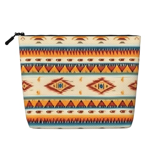 Make-up-Tasche mit Indianer-Druck, Reise-Kulturbeutel, Reise-Make-up-Tasche, tragbarer Make-up-Organizer für Damen, Schwarz , Einheitsgröße von JEJEA