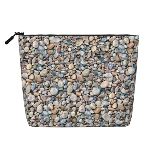 Make-up-Tasche mit Kieselstein-Muster, Reise-Kulturbeutel, Reise-Make-up-Tasche, tragbarer Make-up-Organizer für Damen, Schwarz , Einheitsgröße von JEJEA