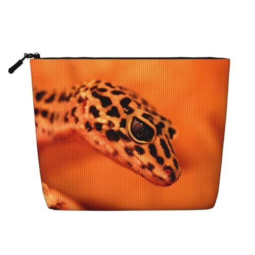 Make-up-Tasche mit Leopardenmuster, Reise-Kulturbeutel, tragbar, für Damen, Make-up-Tasche, Schwarz , Einheitsgröße von JEJEA