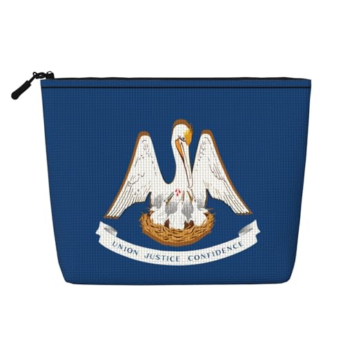Make-up-Tasche mit Louisiana-Flaggen-Druck, Reise-Kulturbeutel, Reise-Make-up-Tasche, tragbarer Make-up-Organizer für Damen, Schwarz , Einheitsgröße von JEJEA