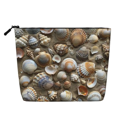 Make-up-Tasche mit Muschelmotiv, Reise-Kulturbeutel, tragbar, für Damen, Schwarz , Einheitsgröße von JEJEA