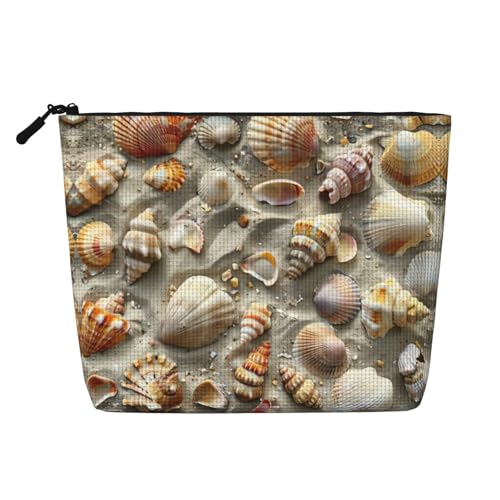Make-up-Tasche mit Muschelmotiv, Reise-Kulturbeutel, tragbar, für Damen, Schwarz , Einheitsgröße von JEJEA