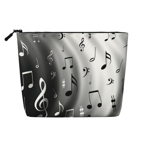 Make-up-Tasche mit Musikdruck, Reise-Kulturbeutel, Reise-Make-up-Tasche, tragbarer Make-up-Organizer für Damen, Schwarz , Einheitsgröße von JEJEA