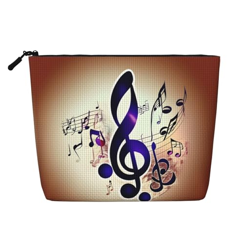 Make-up-Tasche mit Musiknoten-Aufdruck, Reise-Kulturbeutel, Reise-Make-up-Tasche, tragbarer Make-up-Organizer für Damen, Violett, Schwarz , Einheitsgröße von JEJEA