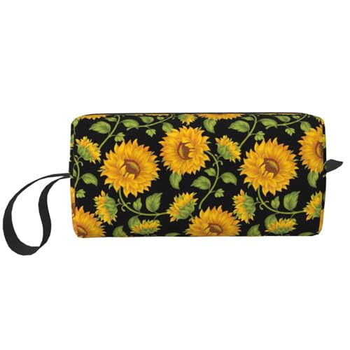 Make-up-Tasche mit Sonnenblumenmuster, langlebige Kosmetiktasche, Make-up, Reisetasche, unverzichtbar, Geschenk für Damen und Herren, weiß, Einheitsgröße von JEJEA