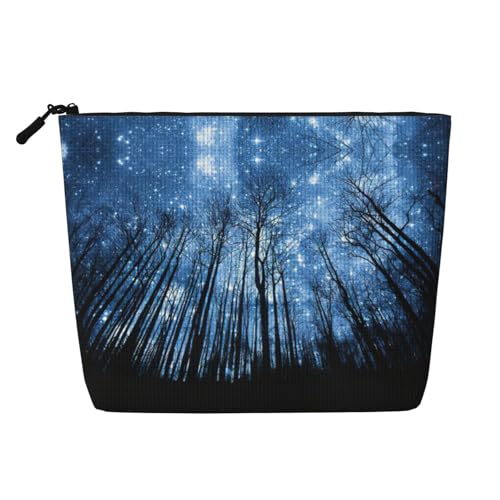Make-up-Tasche mit Sternenhimmel-Aufdruck, Reise-Kulturbeutel, Reise-Make-up-Tasche, tragbarer Make-up-Organizer für Damen, Schwarz , Einheitsgröße von JEJEA