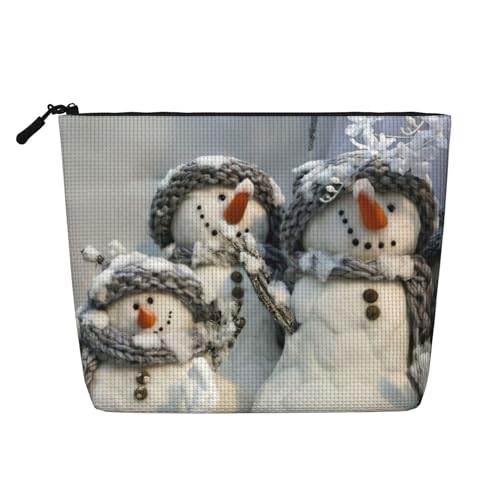 Make-up-Tasche mit Weihnachtsmotiv und Schneemann-Aufdruck, Reise-Kulturbeutel, tragbarer Make-up-Organizer für Damen, Schwarz , Einheitsgröße von JEJEA