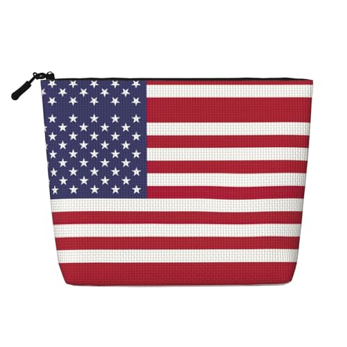 Make-up-Tasche mit amerikanischer Flagge, Reise-Kulturbeutel, tragbare Make-up-Tasche für Damen, Schwarz , Einheitsgröße von JEJEA