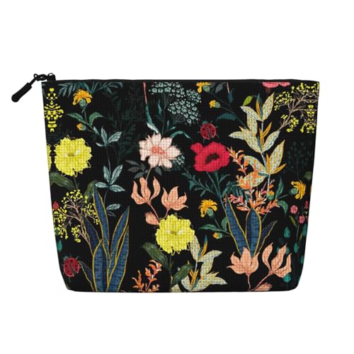 Make-up-Tasche mit buntem Boho-Blumendruck, Reise-Kulturbeutel, Reise-Make-up-Tasche, tragbarer Make-up-Organizer für Damen, Schwarz , Einheitsgröße Make-up-Tasche mit buntem Boho-Blumendruck, Reise-Kulturbeutel, Reise-Make-up-Tasche, tragbarer Make-up-Organizer für Damen, Schwarz , Einheitsgröße von JEJEA