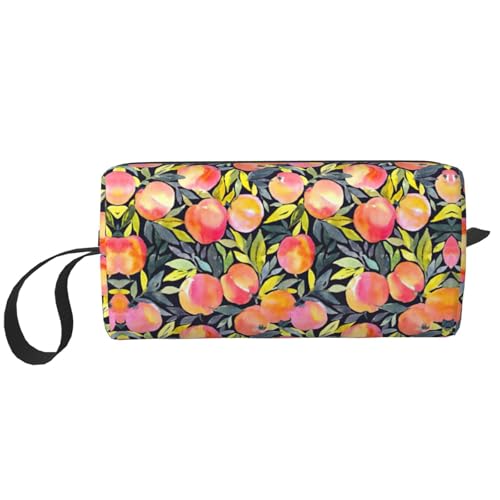 Make-up-Tasche mit buntem Pfirsichdruck, langlebige Kosmetiktasche, Make-up, Reisetasche, unverzichtbar, Geschenk für Damen und Herren, weiß, Einheitsgröße Make-up-Tasche mit buntem Pfirsichdruck, langlebige Kosmetiktasche, Make-up, Reisetasche, unverzichtbar, Geschenk für Damen und Herren, weiß, Einheitsgröße von JEJEA