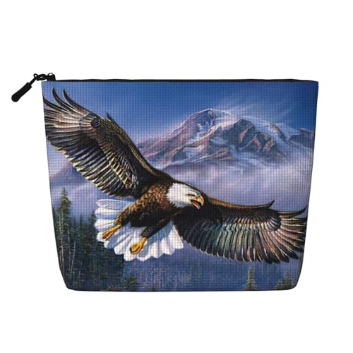 Make-up-Tasche mit fliegendem Adler-Druck, Reise-Kulturbeutel, Reise-Make-up-Tasche, tragbarer Make-up-Organizer für Damen, Schwarz , Einheitsgröße von JEJEA