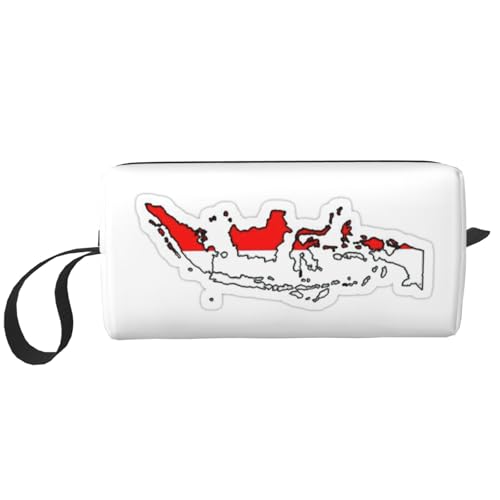 Make-up-Tasche mit indonesischer Flagge, langlebige Kosmetiktasche, Make-up, Reisetasche, ideales Geschenk für Damen und Herren, weiß, Einheitsgröße von JEJEA