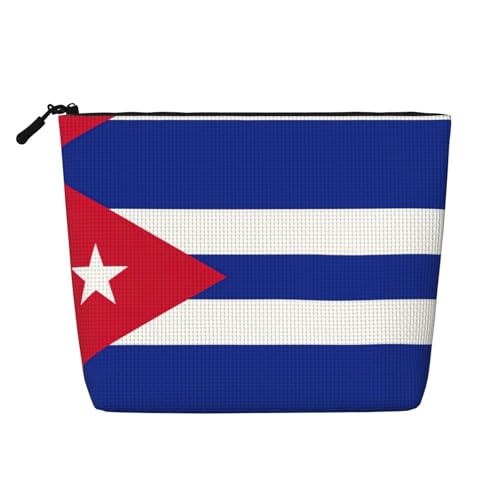 Make-up-Tasche mit kubanischer Flagge, Reise-Kulturbeutel, Reise-Make-up-Tasche, tragbarer Make-up-Organizer für Damen, Schwarz , Einheitsgröße von JEJEA