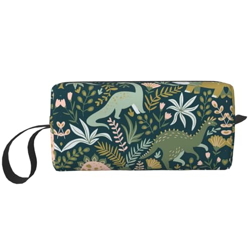 Make-up-Tasche mit niedlichem Dinosaurier-Motiv, langlebige Kosmetiktasche, Make-up-Reisetasche, ideales Geschenk für Damen und Herren, weiß, Einheitsgröße von JEJEA