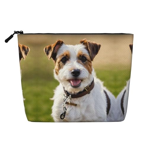 Make-up-Tasche mit niedlichem Hunde-Aufdruck, Reise-Kulturbeutel, tragbare Make-up-Tasche für Damen, Schwarz , Einheitsgröße von JEJEA