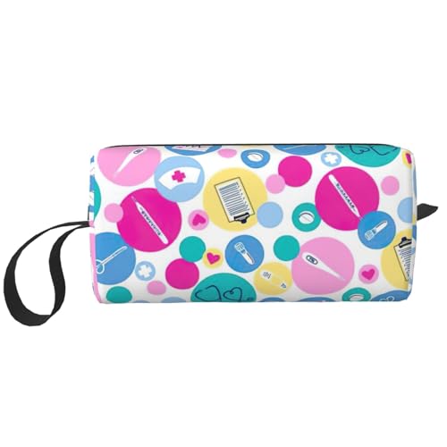 Make-up-Tasche mit niedlichem Krankenschwesteraufdruck, langlebige Kosmetiktasche, Make-up, Reisetasche, unverzichtbares Geschenk für Damen und Herren, weiß, Einheitsgröße von JEJEA