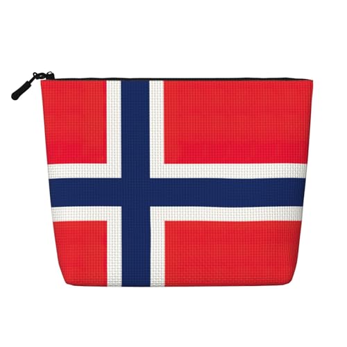 Make-up-Tasche mit norwegischer Flagge, Reise-Kulturbeutel, Reise-Make-up-Tasche, tragbarer Make-up-Organizer für Damen, Schwarz , Einheitsgröße von JEJEA